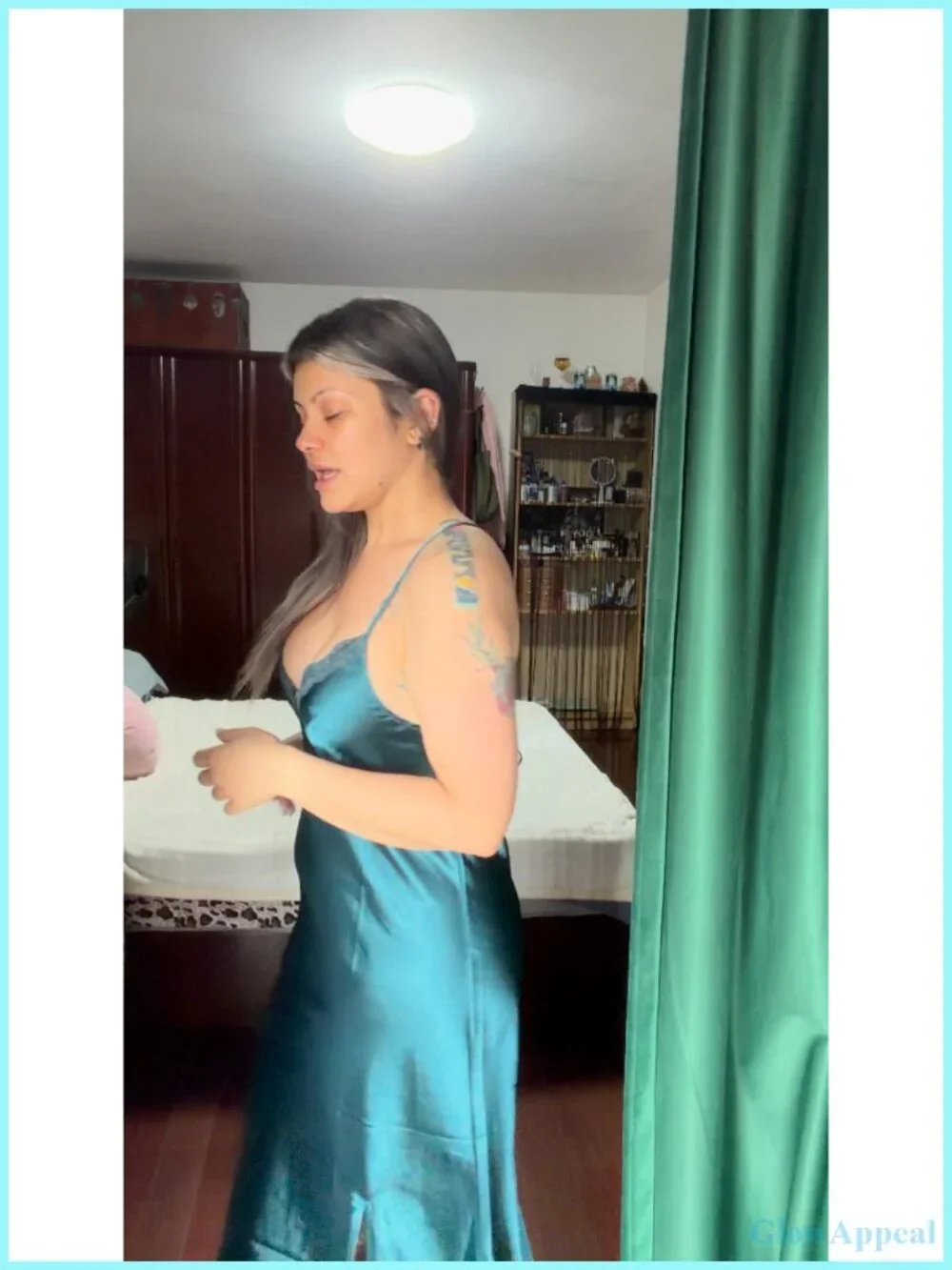 Silky Satin Lace V-Neck Backless Nightgown Slip Dress Women Sleepwear
